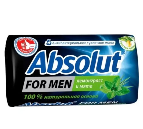 АБСОЛЮТ For men мыло туалетное мыло лемонграсс и мята 90г